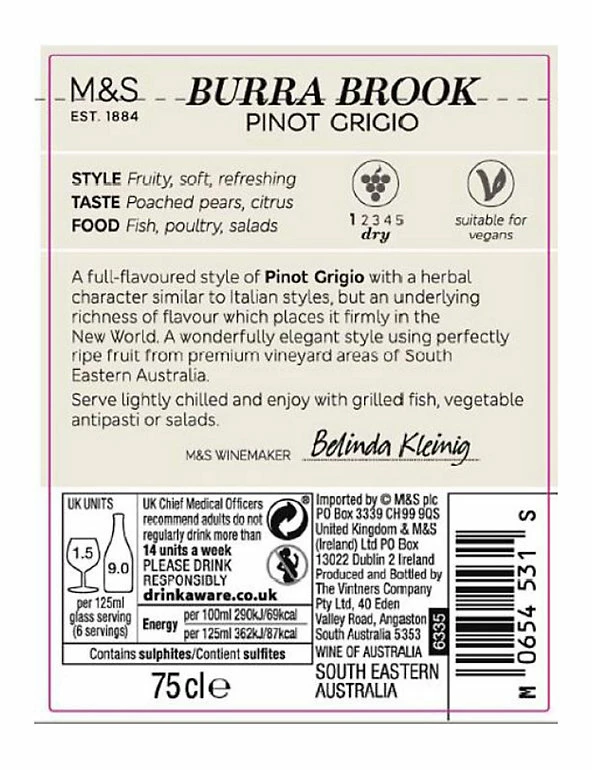 Budget π White Wine Burra Brook Pinot Grigio - Case Of 6 π₯° 4 Budget π White Wine Burra Brook Pinot Grigio - Case Of 6 π₯° - Image 2